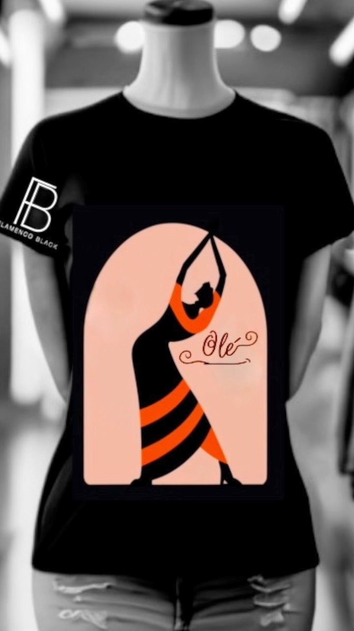 Flamenco Black-Olé T-Shirt-Orange/Black (Short Sleeve)