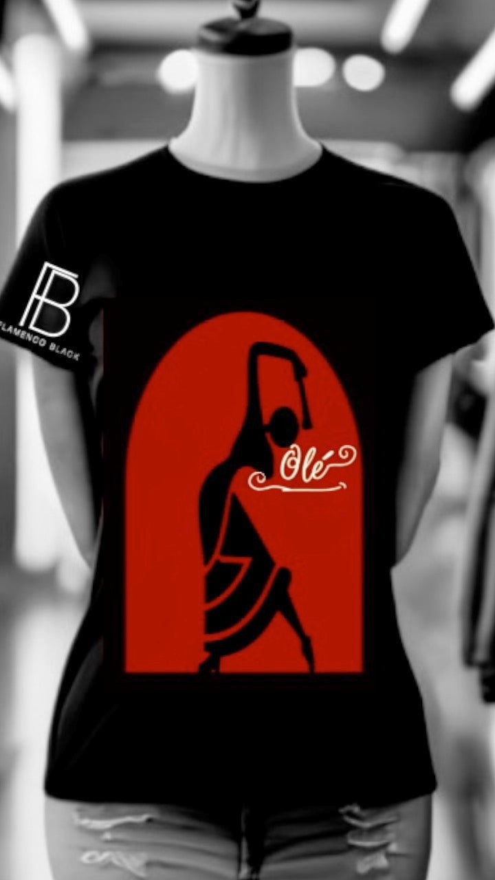 Flamenco Black- Olé Classic T-Shirt-Red/Black (Short sleeve)