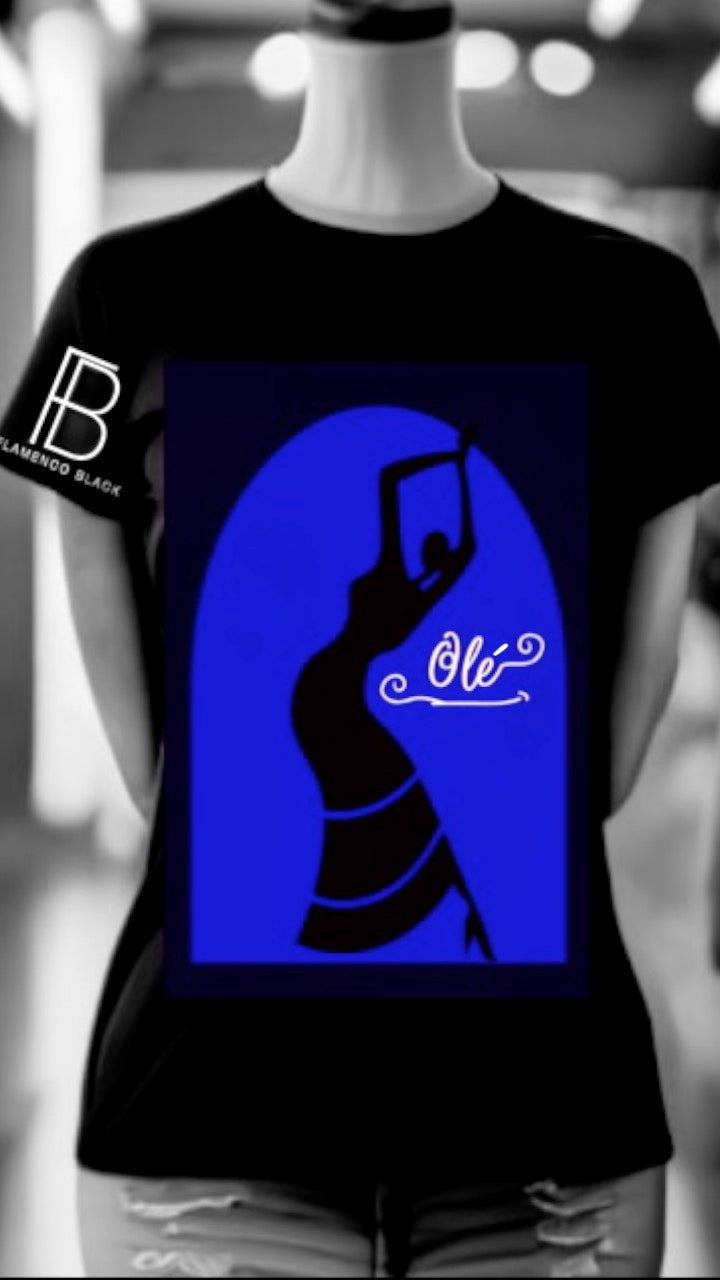 Flamenco Black-Olé Classic T-Shirt-Royal Blue/Black (Short Sleeve)
