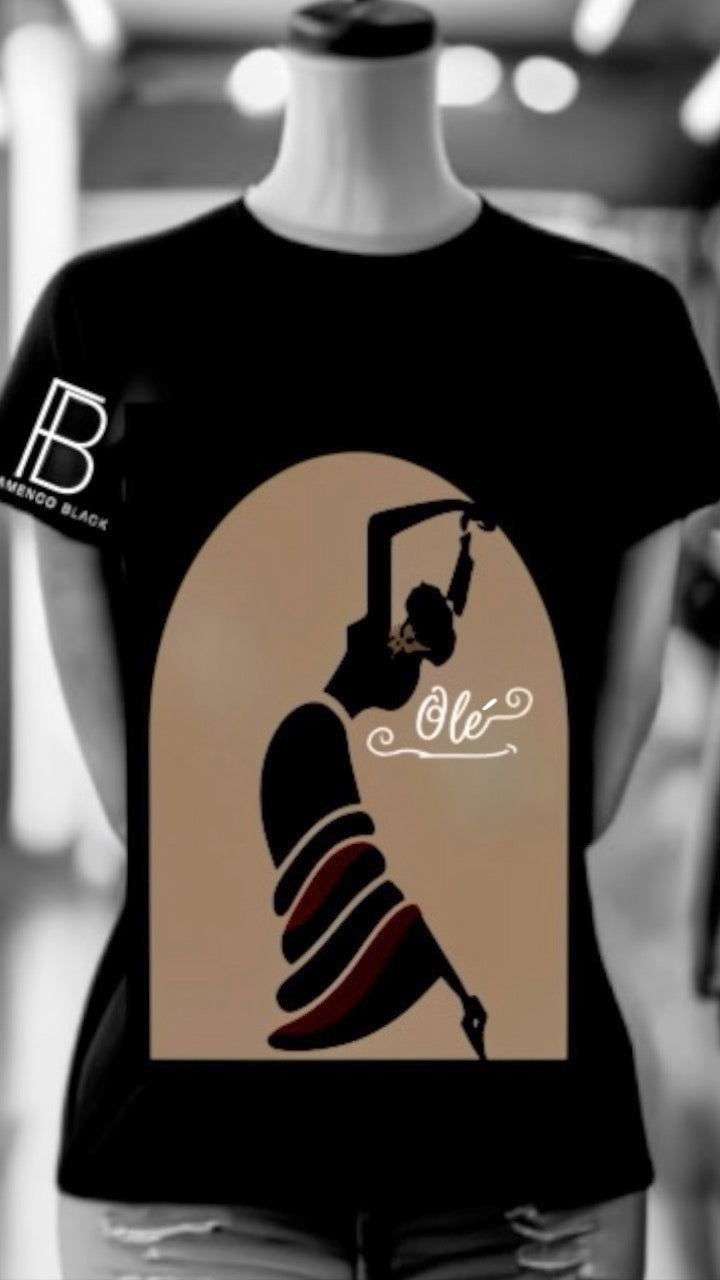 Flamenco Black-Olé Classic T-Shirt-Taupe/Black (Short Sleeve)