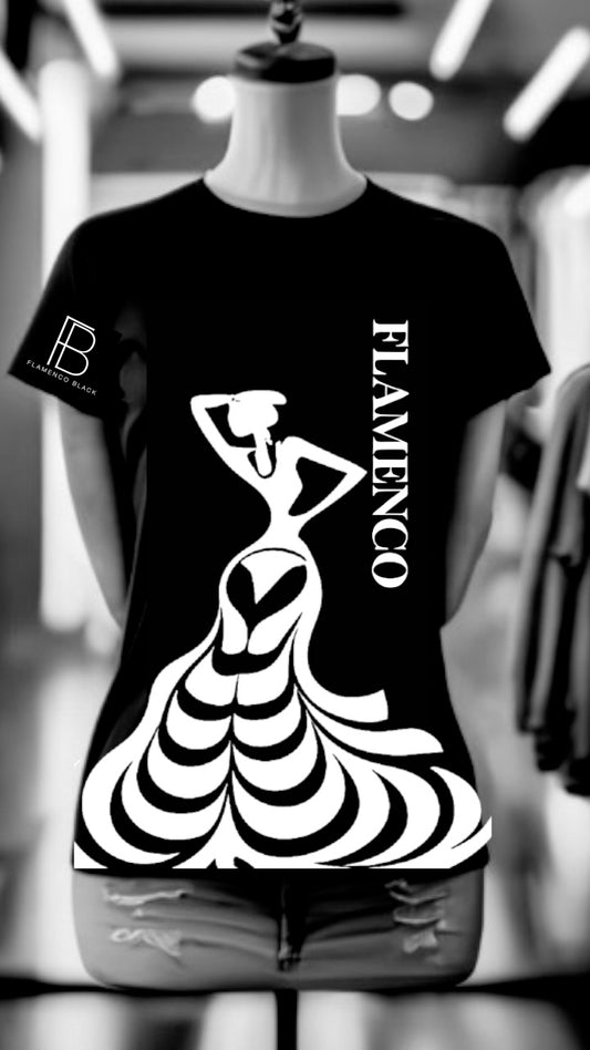 Flamenco Black-Elegance T-Shirt-Black/White (Short Sleeve)