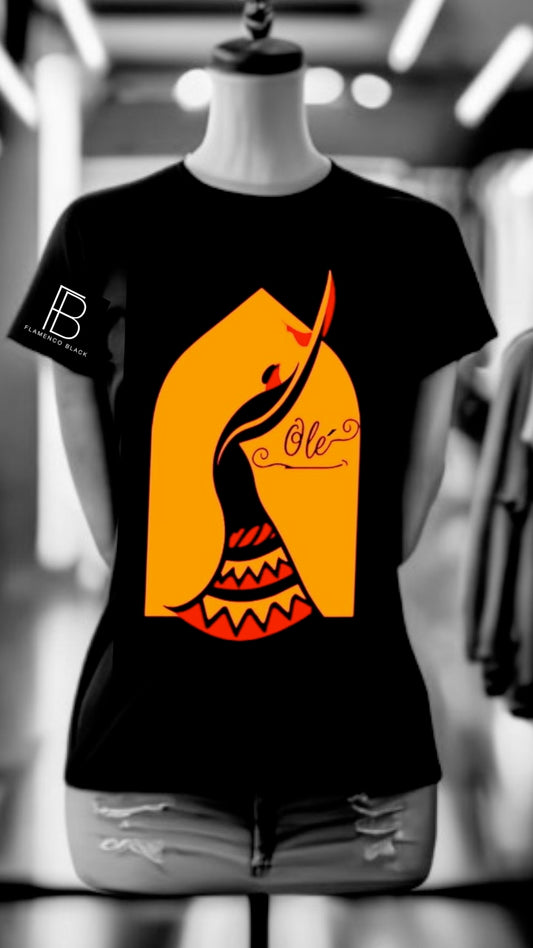 Flamenco Black-Olé-Afro Andalusian-Mustard/Orange/Black (Short Sleeve)